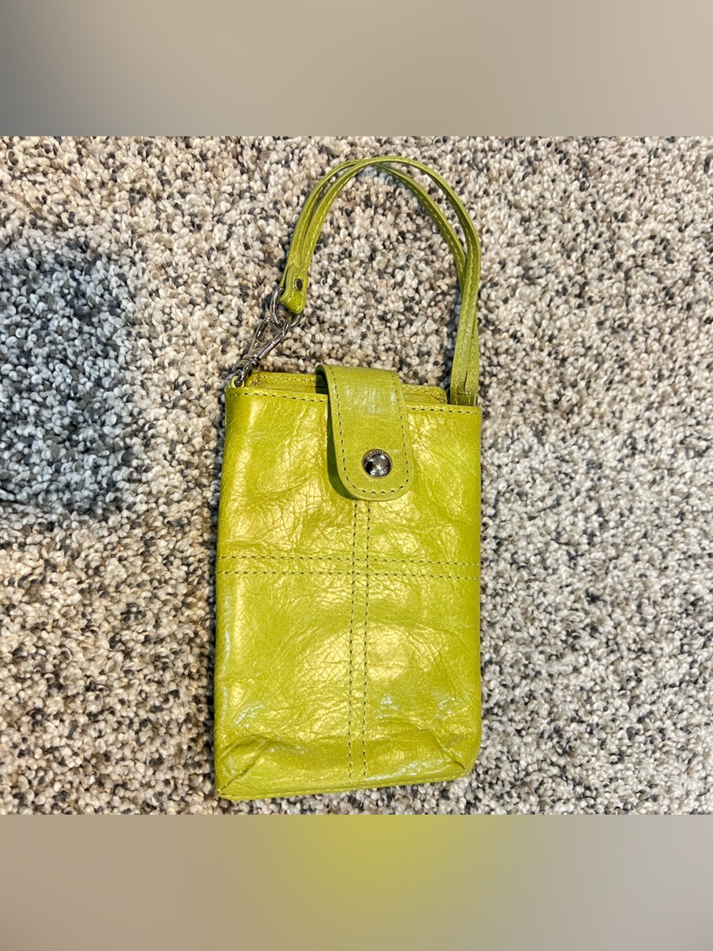 HOBO Bright Lime Green Leather small card holder, cash and key holder